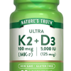 VITAMIN K2 MK7 100 MCG + D3 5000IU - 50 Capsules